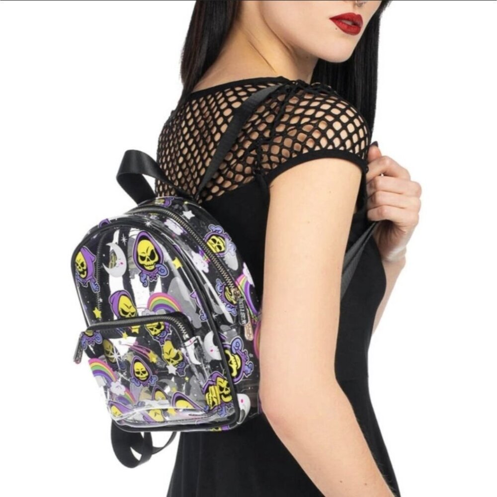 KILLSTAR x Skeletor ✦ Clear PU Mini Backpack ✦ Black Purple Graphic Limited NWT - Picture 4 of 7